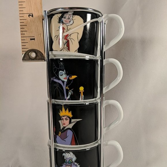 Disney Villains Stackable Coffee Mug Cups Tower Complete Set of 4 NEW Cruella - Picture 9 of 16